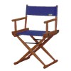 Cadeira Diretor de Cinema lona azul madeira escura mogno