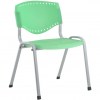 Cadeiras Evidence cromadas aproximação empilhável base cinza verde